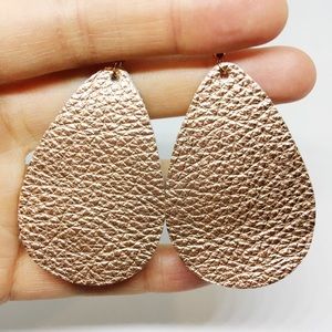 Metallic rose gold leather earrings